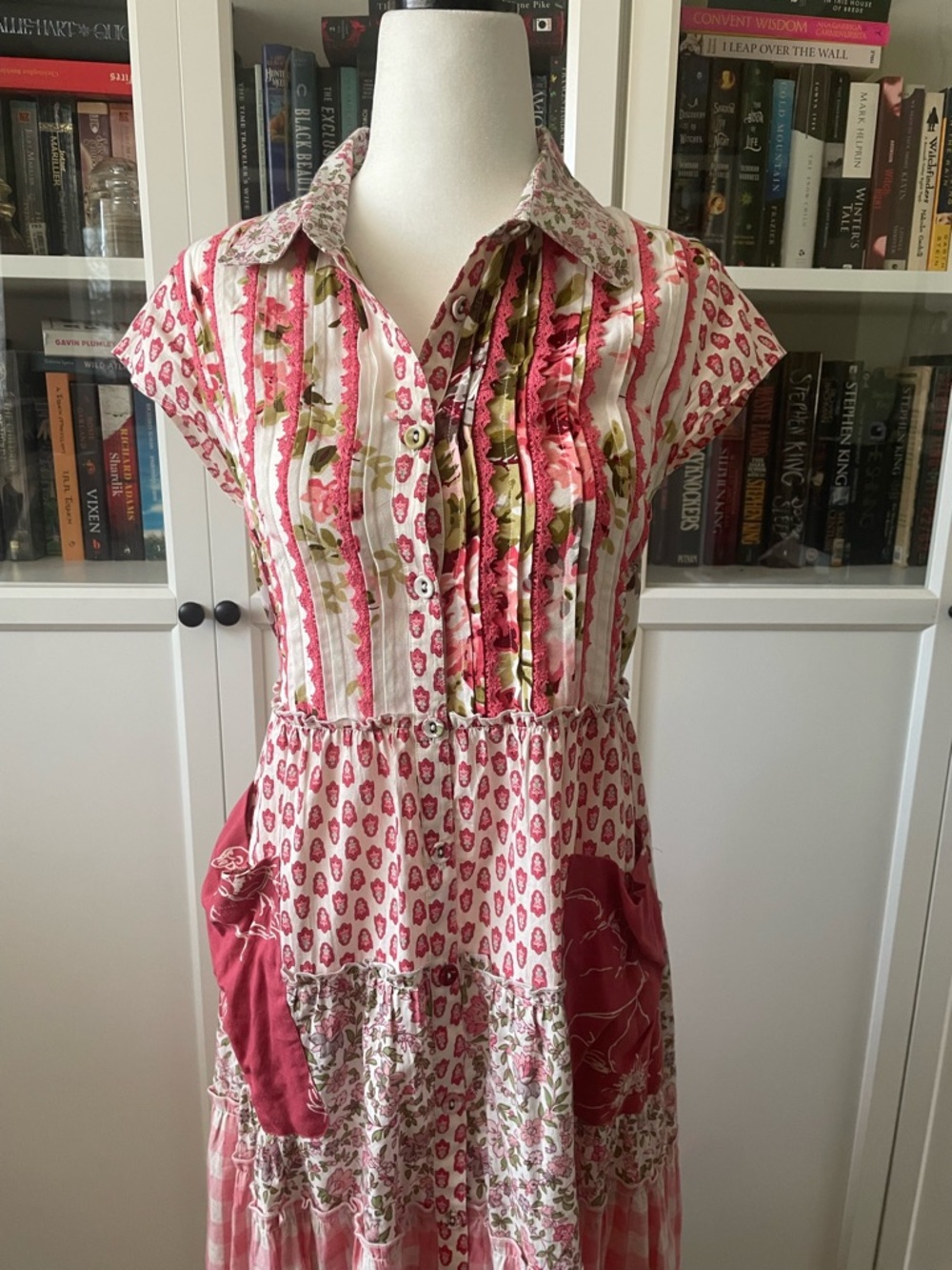 April Cornell Pink Patchwork Tiered Maxi Dress - Picture 2 of 3